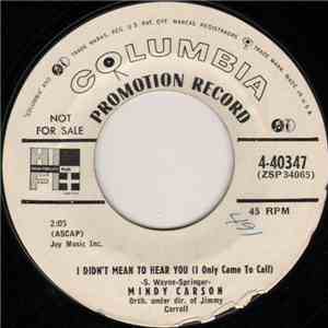 Mindy Carson - I Didn't Mean To Hear You (I Only Came To Call) / What Am I Gonna Do About You download free Mindy Carson - I Didn't Mean To Hear You (I Only Came To Call) / What Am I Gonna Do About You download mp3 flac